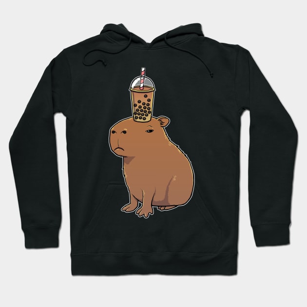 Capybara with Bubble Tea on its head Hoodie by capydays